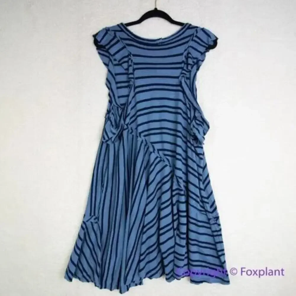 New! Free People Between The Lines Tunic Top dress in blue‎ , size XS